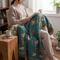 Odette Cotton Blanket for Beds & Sofas with Bird Jacquard