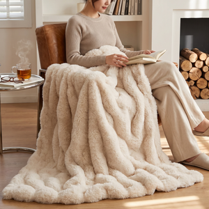 Mila Fleece Blanket for Sofa Nights with Ribbed Plush Pile