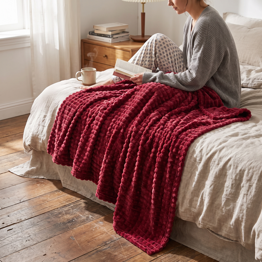 Elara Haus Luxury Textured Fleece Throw Blanket