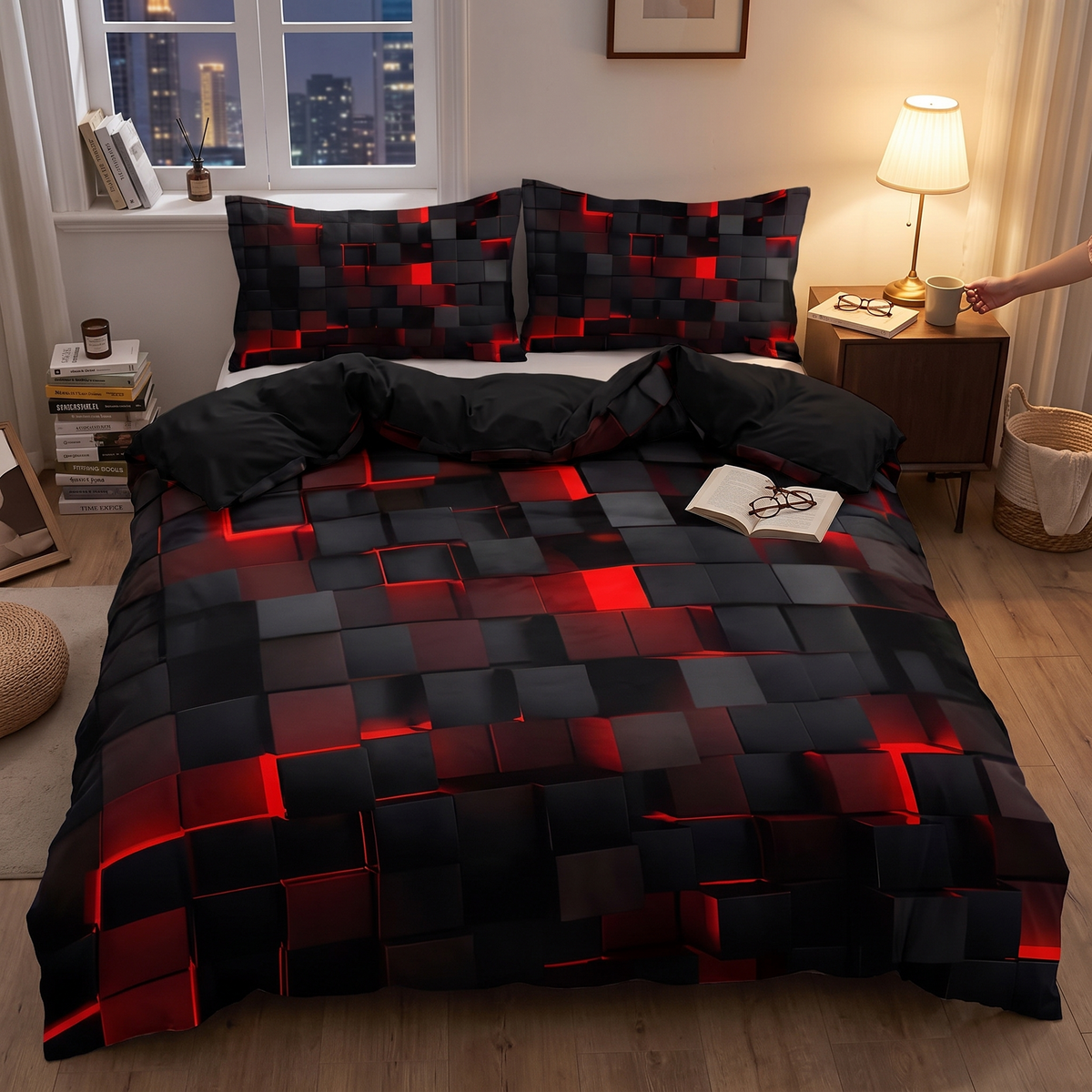Elara Haus Contemporary Geomatrix Bedding - 3 Piece Doona Set
