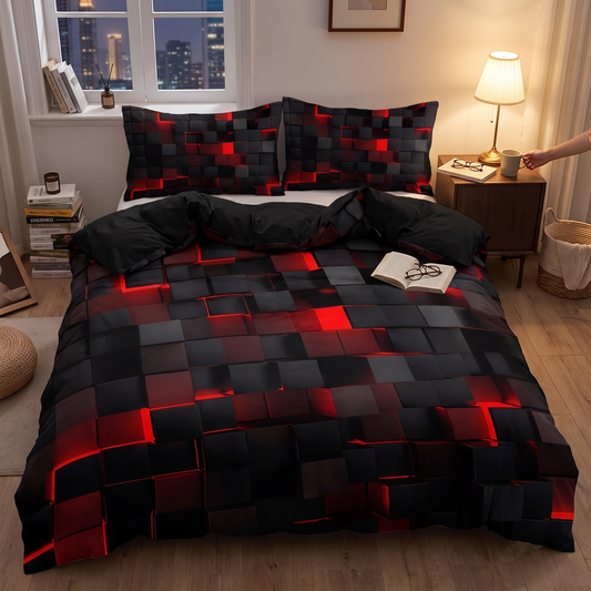 Elara Haus Contemporary Geomatrix Bedding - 3 Piece Doona Set