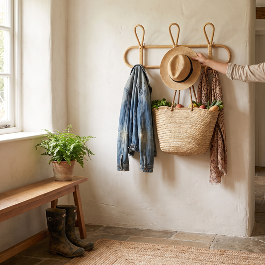 Elara Haus Artisanal Rattan Braided Wall Hooks