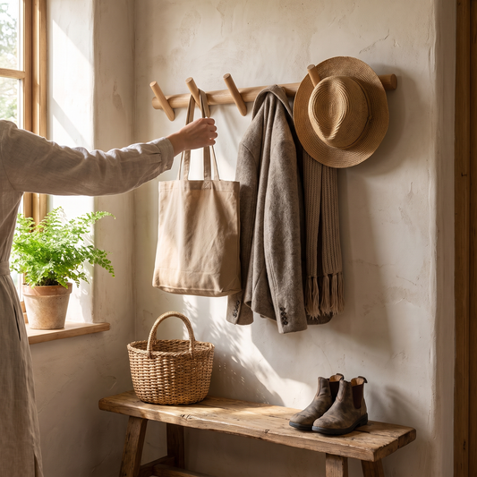Elara Haus Wooden Wall Coat Rack with Angled Pegs