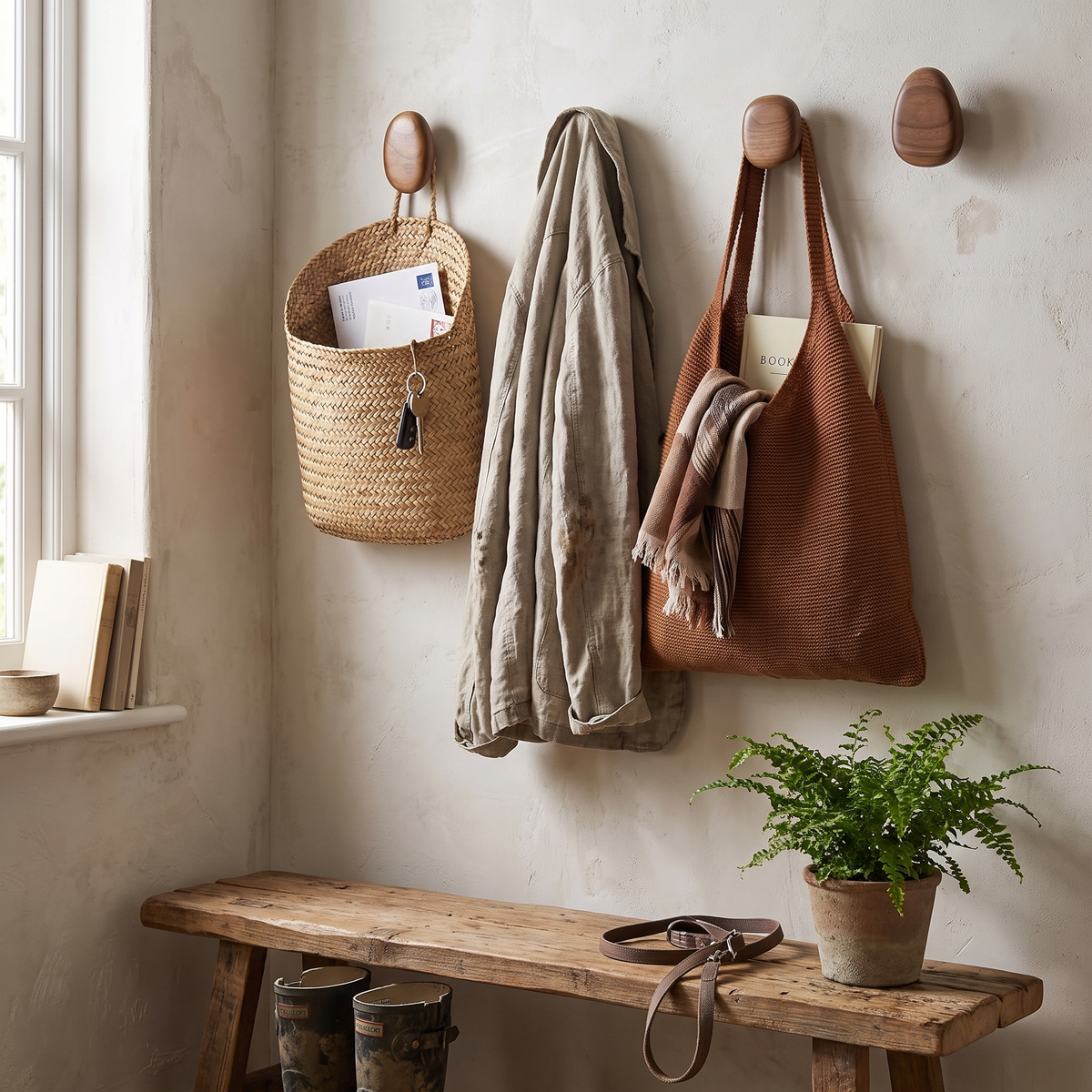 Elara Haus Modern Wood Decorative Pebble Hooks