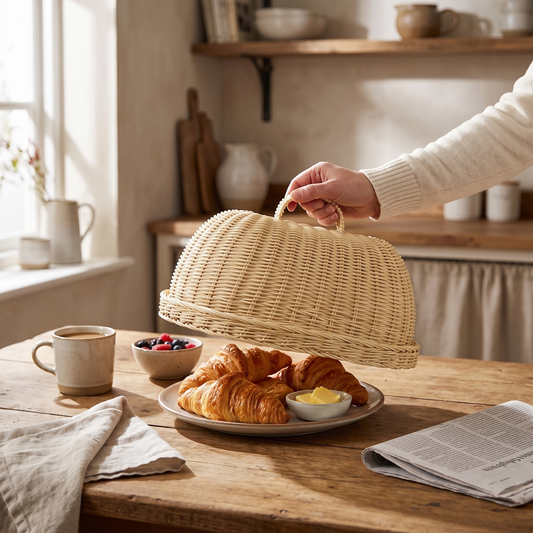 Elara Haus Artisanal Woven Rattan Bread Cloche