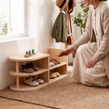 Georgiana Wood Shoe Rack for Entryways with Curved Shelves