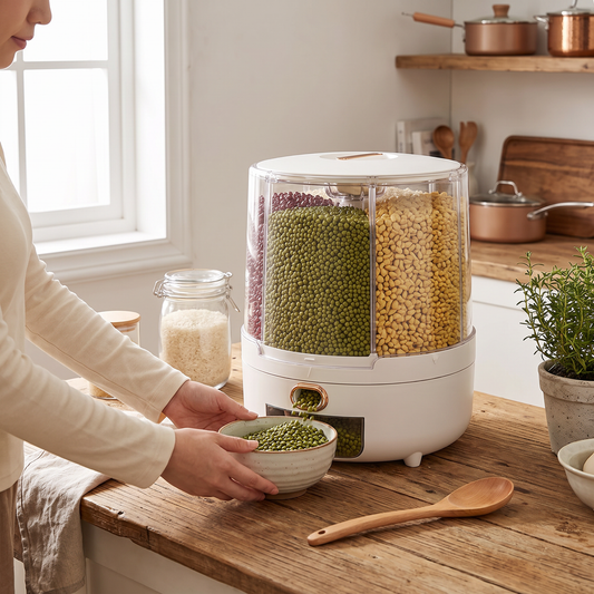 Elara Haus 360° Rotating Grain Dispenser and Storage Container