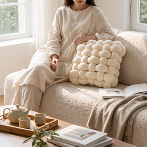 Elara Haus Sculptural Oversized Woven Knot Cushion