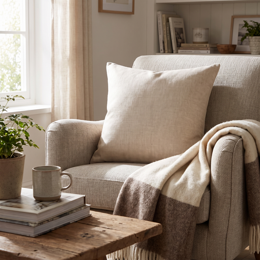 Elara Haus Modern Linen-Look Decorative Cushion with Premium Inner Insert