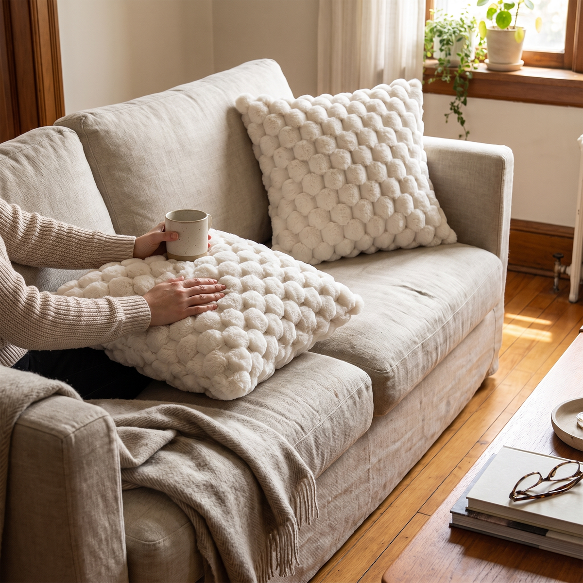 Elara Haus 3D Bubble Soft Plush Cushion Cover