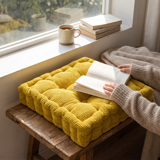 Elara Haus Luxury Tufted Corduroy Meditation Floor Cushion