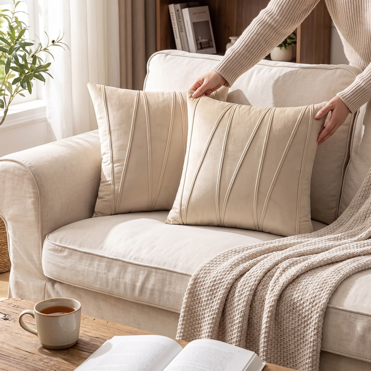 Elara Haus Modern Scandi-Inspired Geometric Wavy Line Accent Cover