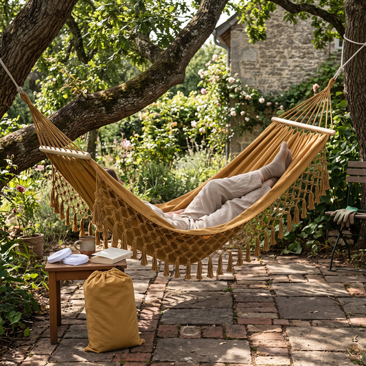 Elara Haus Bohemian Style Cotton Garden Hammock