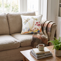 Nadine Meadow Cushion for Country Rooms with Embroidery