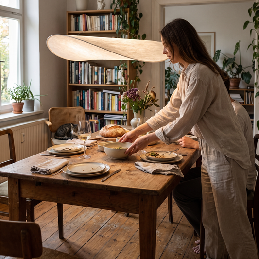 Adriana Cloud Pendant for Dining Rooms with Silk Shade